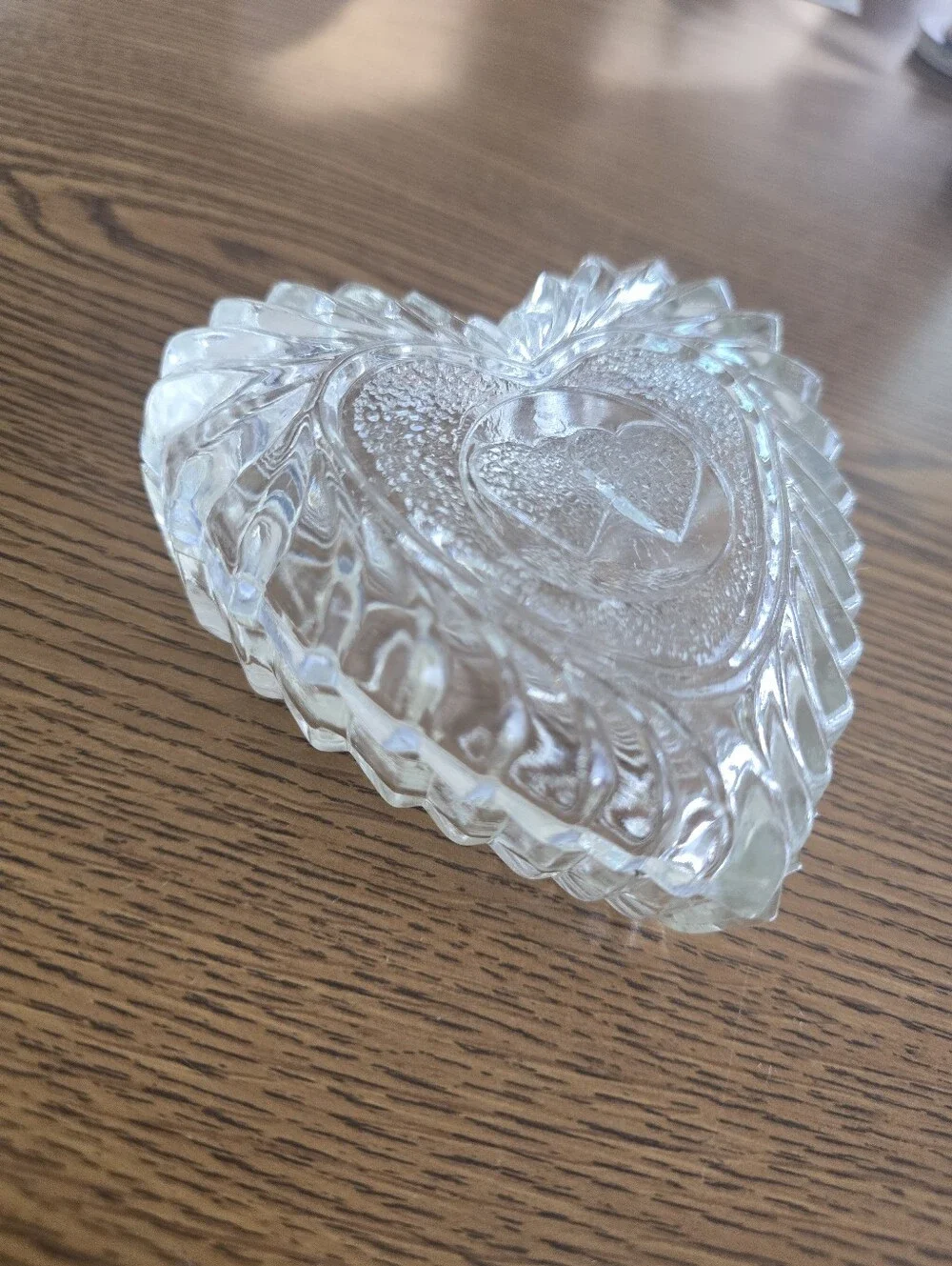 Clear Heart-Shaped Pressed Glass Trinket Dish